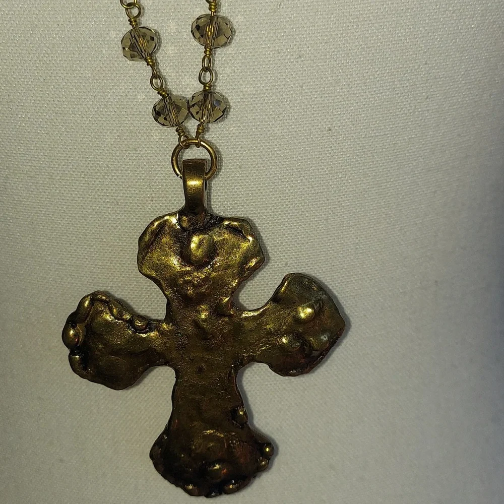 Gold Cross Pendant Necklace - Picture 2 of 4